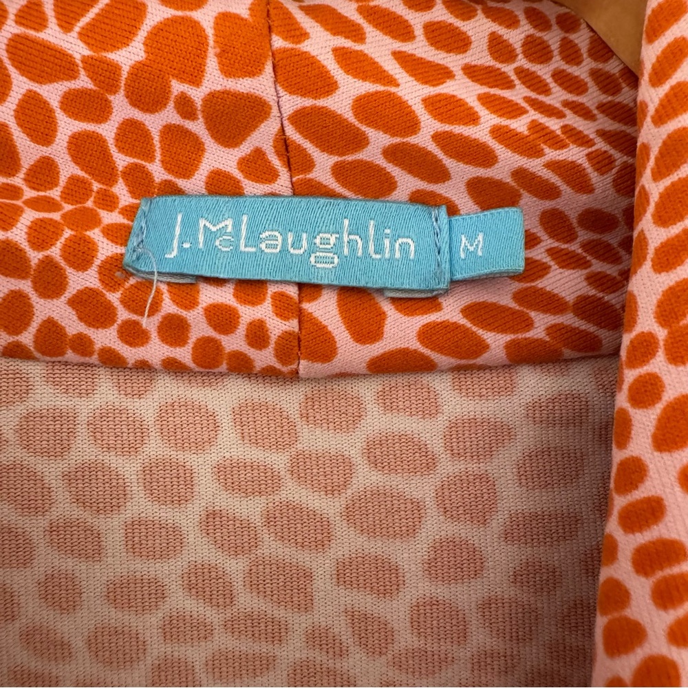 J. McLaughlin Catalina Cloth Vibrant Orange Patterned Faux Wrap Blouse Top Sz M - Picture 4 of 12
